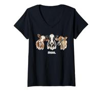 Mujer Cows Moo Granja Animal Divertido Amante De La Vaca Divertido Moo Camiseta Cuello V