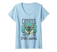 Mujer Coyotes Son Mi Espíritu Animal Naturaleza Coyote Amantes De La Vida Silv Camiseta Cuello V