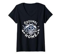 Mujer Cozumel es mi hogar! México Buceo y Snorkel Camiseta Cuello V
