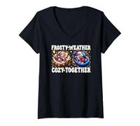 Mujer Cozy Christmas Vibes Graphic For Kitten Mom Cute Winter Cat Camiseta Cuello V