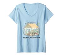 Mujer Cozy Gaming Digital Botanist Aesthetic Farming Sim Camiseta Cuello V