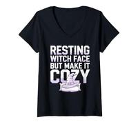 Mujer Cozy Horror Aesthetic Spooky Snuggly Fantasmal Comfort Camiseta Cuello V
