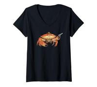Mujer Crab Cowboy Costume Funny Western Sheriff Sea Animal Lovers Camiseta Cuello V