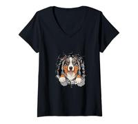 Mujer Cracked Wall Australian Shepherd Aussie Dog Camiseta Cuello V