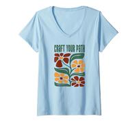 Mujer Craft Your Path Artsy Boho Floral Positivo Cita Camiseta Cuello V