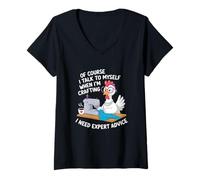 Mujer Crafting Crafter Hablando conmigo mismo Consejos de expertos Camiseta Cuello V