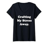 Mujer Crafting My Stress Away Creative Fun Camiseta Cuello V