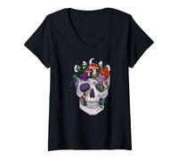 Mujer Cráneo de Camiseta Cuello V