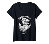 Mujer Cráneo de Dinosaurio de Pollo Recuerda quién Eres Paleontología Camiseta Cuello V