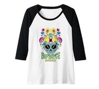 Mujer Cráneo psicodélico con hongos y arte del tercer ojo Camiseta Manga Raglan