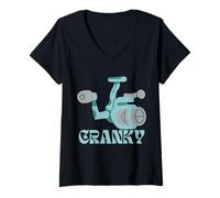 Mujer Crankbait Fishing Lure - Cranky Fisherman Tee Camiseta Cuello V