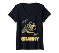 Mujer Crankbait Fishing Lure - Cranky Fisherman Tee Camiseta Cuello V