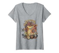 Mujer Crash Bandicoot N'Sanity Beach Retro Tattoo Art Video Game Camiseta Cuello V