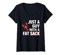Mujer Crawfish Just A Guy with Fat Sack Cajun Seafood Crayfish Camiseta Cuello V