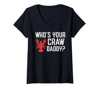 Mujer Crawfish Whos Your Craw Daddy Crayfish Crawdad Hombres Mujeres Niños Camiseta Cuello V