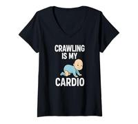 Mujer Crawling is My Cardio Baby es Divertido Camiseta Cuello V