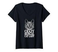 Mujer Crazy Bengala Cat Lady Camiseta Cuello V