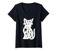 Mujer Crazy Cat Lady Cute Cat Kitten Silhouette Cat Lady Camiseta Cuello V