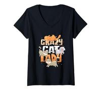 Mujer Crazy Cat Lady Feline Mujer Amante de los gatos Camiseta Cuello V