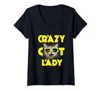 Mujer Crazy Cat Lady Funny Kitty Cat Lover For Women Girl Camiseta Cuello V
