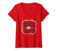 Mujer Crazy Comfy Freak in The Sheets Humor Acogedor a la Hora de acostarse Camiseta Cuello V, Rojo, M