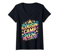 Mujer Crazy Cousin Camp 2026 Reunion Squad Crew Cruise Familia Camiseta Cuello V
