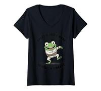 Mujer Crazy Is Just A Word Frog Straitjacket Mentalmente Vibrante GRAP Camiseta Cuello V
