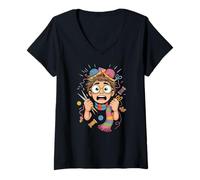 Mujer Crazy Knitting Lady Craft Room Humor Camiseta Cuello V