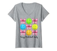 Mujer Crazy Pickleball Lady Girl Pickleball Mamá Día de la Madre Rosa Camiseta Cuello V