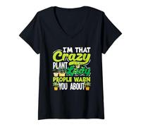 Mujer Crazy Plant Lady Plant Lover Mamá Madre Jardinero Camiseta Cuello V