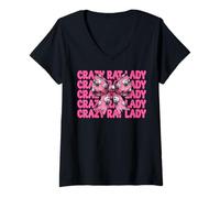 Mujer Crazy Rat Lady Rat Girl Mom Mouse Día de la Madre Coqueta Bow Camiseta Cuello V