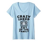 Mujer Crazy Sheep of The Family Oveja Divertida Agricultor Camiseta Cuello V