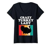 Mujer Crazy Turkey Lady Funny Turkey Lover Girls Women Kids Farm Camiseta Cuello V