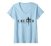 Mujer Creado con un propósito Cristianos Verso fe Biblia Jesus Camiseta Cuello V