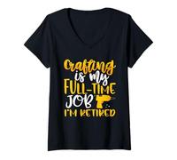Mujer Creando mi Trabajo de Tiempo Completo Estoy Jubilado Crafter Camiseta Cuello V