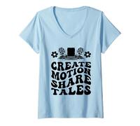 Mujer Crear Movimiento Compartir Cuentos Animación Dibujar Boceto Animar Camiseta Cuello V