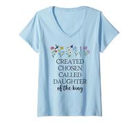 Mujer Created Chosen Called Daughter of King Bible Verse Christian Camiseta Cuello V