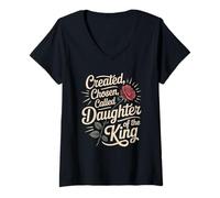 Mujer Created Chosen Called Daughter of King Christian Jesus God Camiseta Cuello V