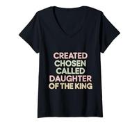 Mujer Created Chosen Called Daughter of The King - Camiseta Cuello V