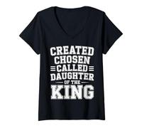 Mujer Created Chosen Called Daughter of The King - Camiseta Cuello V
