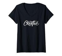 Mujer Creative Art Studio - Camiseta gráfica estética Minimalista Camiseta Cuello V