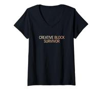 Mujer Creative Block Survivor Illustrator Gráfico Artista Diseño Camiseta Cuello V