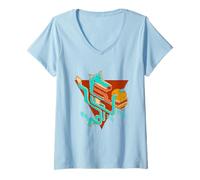 Mujer Creatividad, libertad, felicidad con símbolos coreanos Camiseta Cuello V