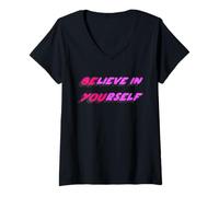 Mujer Cree en ti Mismo | Be You Being Positive Camiseta Cuello V