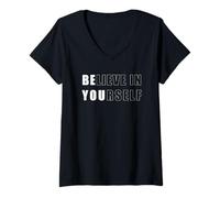 Mujer Cree en ti mismo Be You Self Love Positive Vibe Camiseta Cuello V