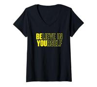 Mujer Cree en ti Mismo Diseño Motivacional Camiseta Cuello V