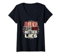 Mujer Cree Tus Ojos No Sus Mentiras Derechos Humanos Democracia Camiseta Cuello V