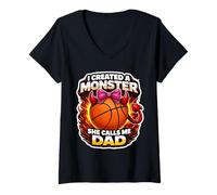 Mujer Creé un Monstruo, Ella me Llama papá, Hija de Baloncesto, niña Camiseta Cuello V