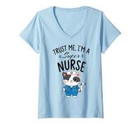 Mujer Créeme, Soy una súper Enfermera - Gato de enfermería Camiseta Cuello V