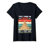 Mujer Creen Que Estoy Loco, Pero me Gusta Construir Castillos de Arena Camiseta Cuello V